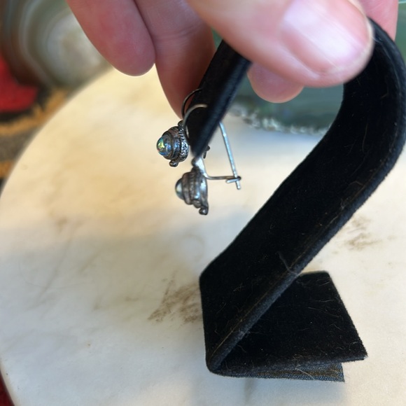 Sterling Silver Aurora Borealis vintage earrings - Picture 4 of 6